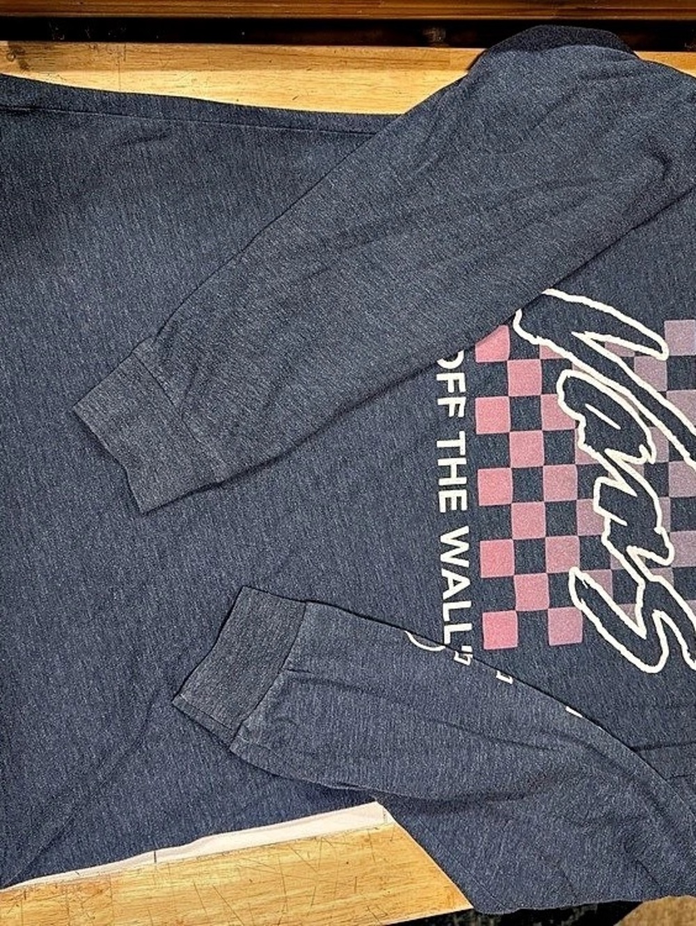 Vans Checkered Graphic Long Sleeve in Blue & Pink